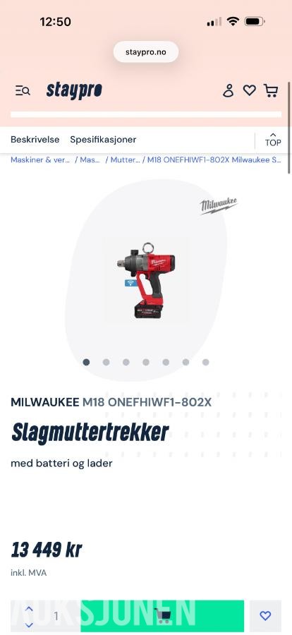 2022 MILWAUKEE M18 ONEFHIWF1-802X Slagmuttertrekker