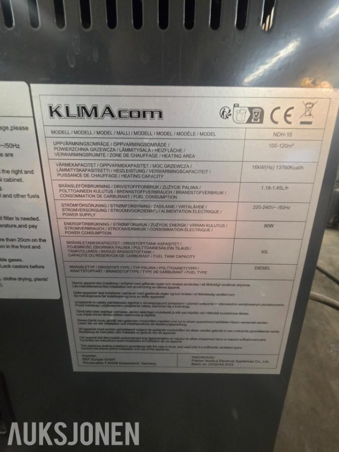 2025 Klimacom NDH-16 Dieselvarmer