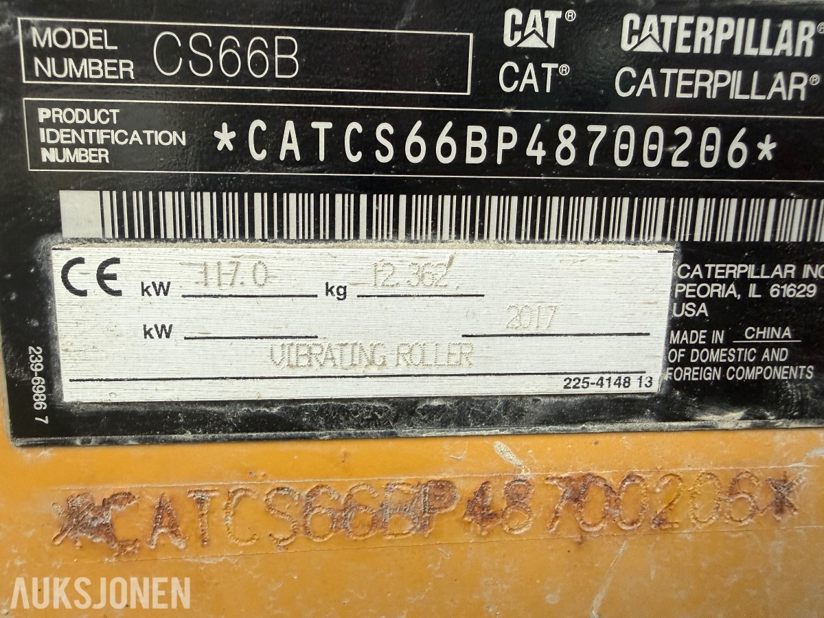 2017 Cat CS66B Vals-Komprimeringsmaskin