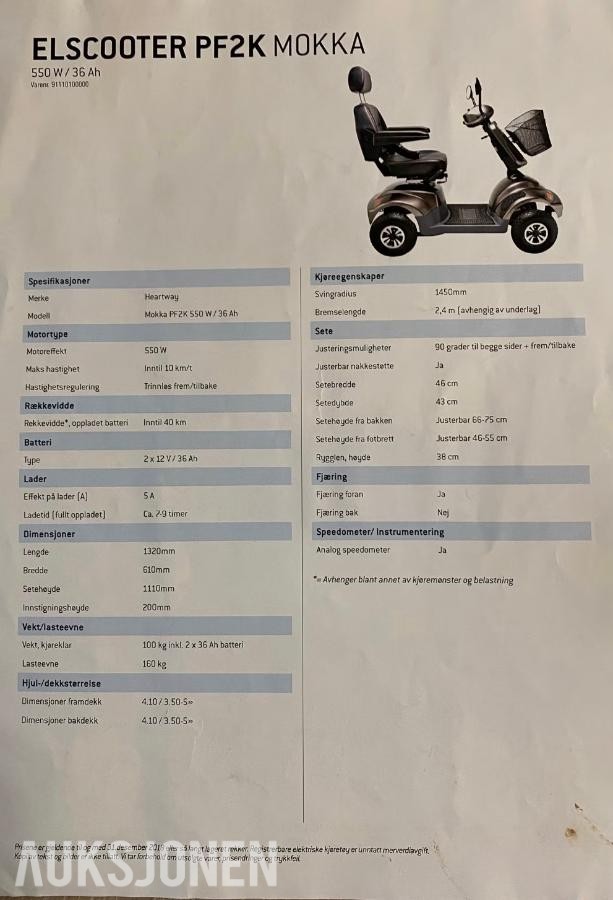 2018 Heartway Mokka PF2K Elscooter