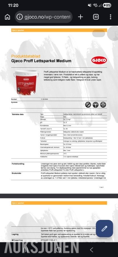 2026 Gjøco Proff Lettsparkel Medium – 44 x 10 liter – uåpnet pall