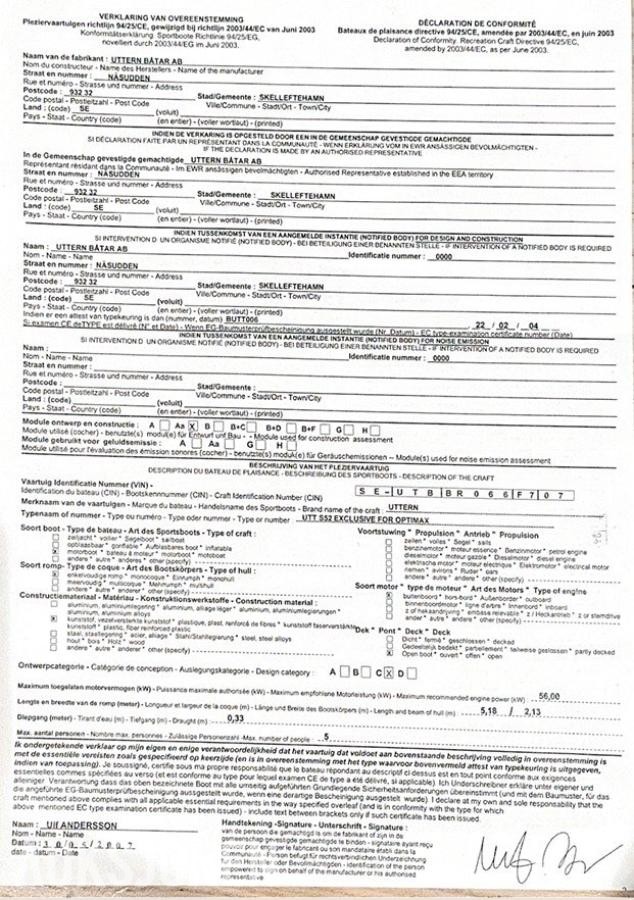 2007 Uttern S52 Exclusive – 17 fot – 75 hk Mercury – 678 timer