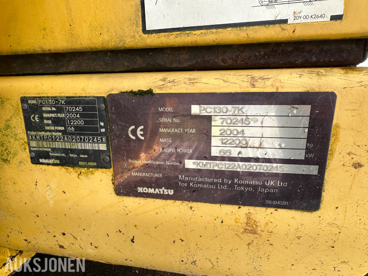 2004 Komatsu PC130-7K gravemaskin /beltegraver