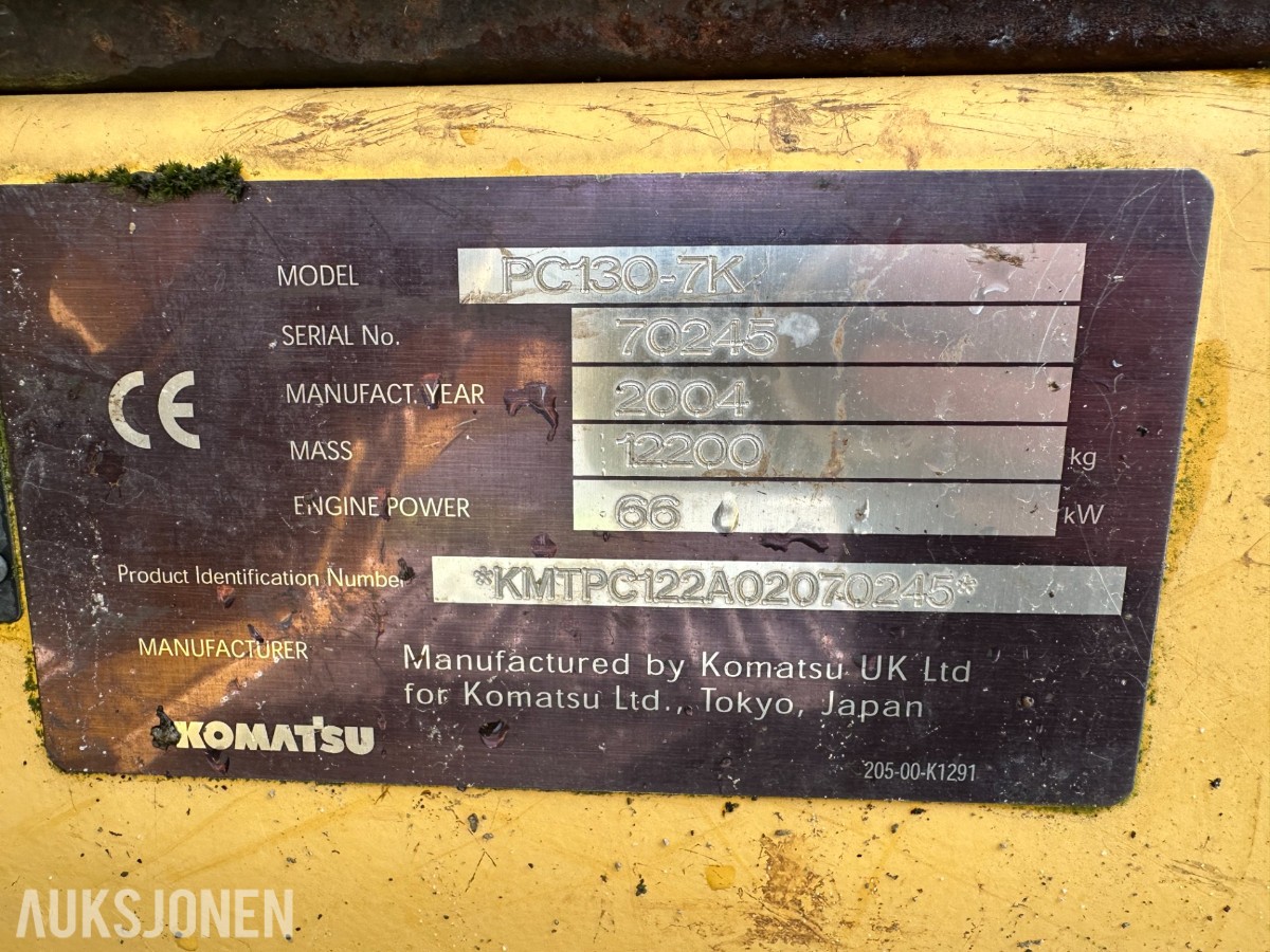 2004 Komatsu PC130-7K gravemaskin /beltegraver