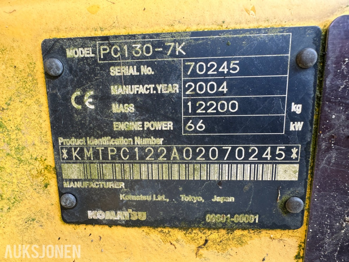 2004 Komatsu PC130-7K gravemaskin /beltegraver
