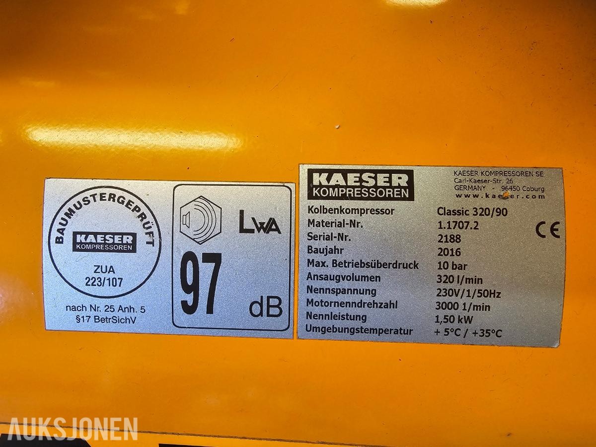 2016 Kaeser Classic 320/90 stempelkompressor 