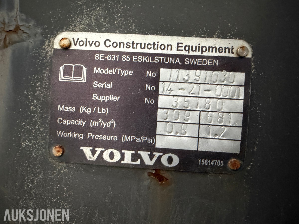 Volvo skuffe – 0,9 m³ – 180 cm - Lille BM