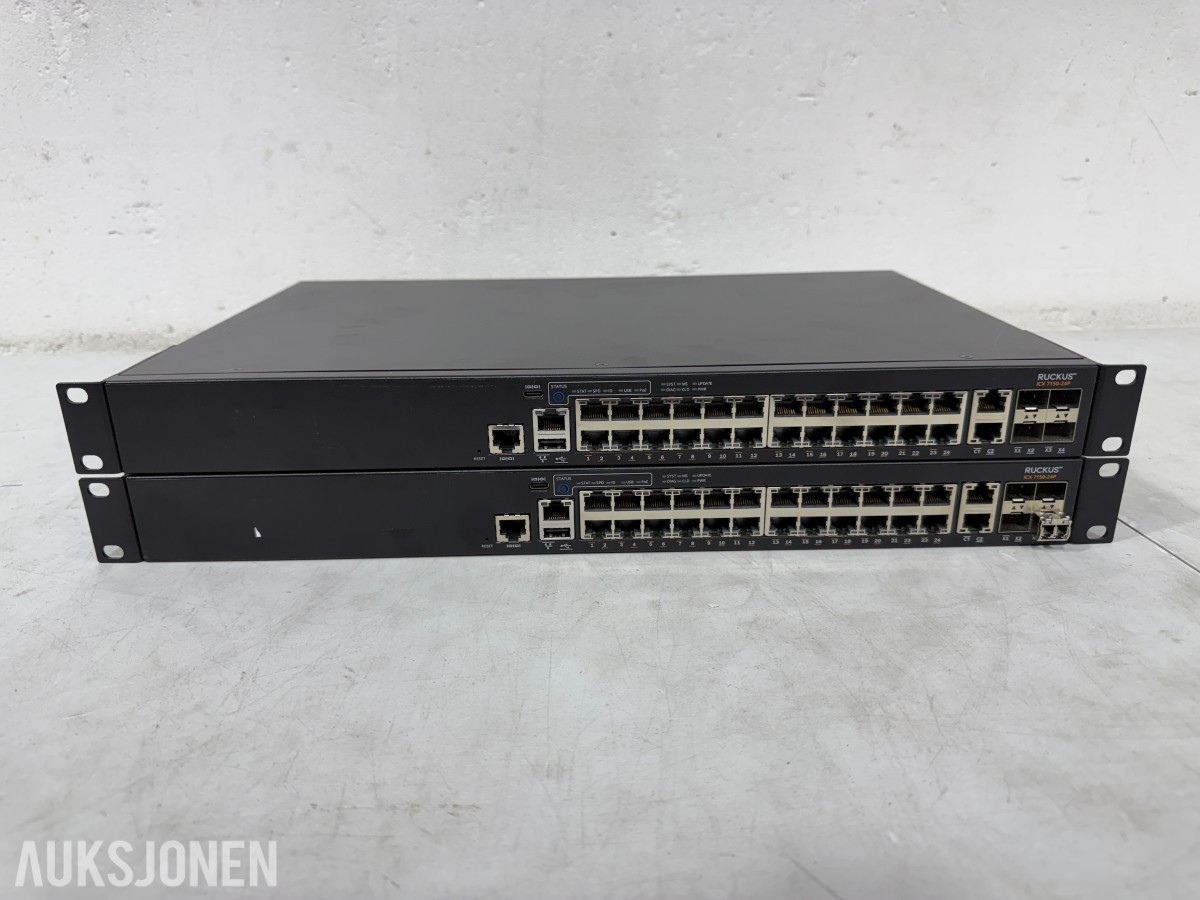 2 stk Ruckus ICX 7150-24P PoE+ nettverksswitcher