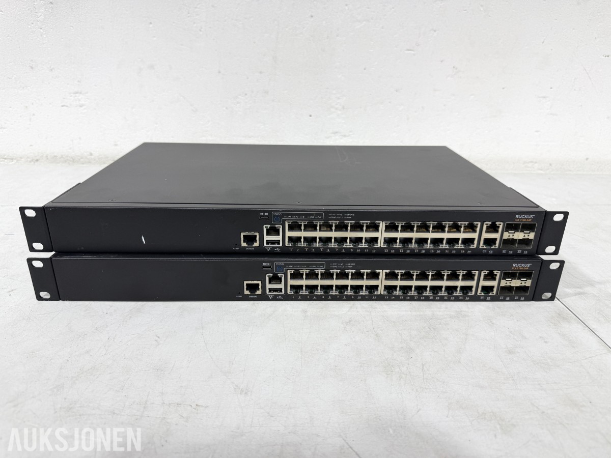 2 stk Ruckus ICX 7150-24P PoE+ nettverksswitcher