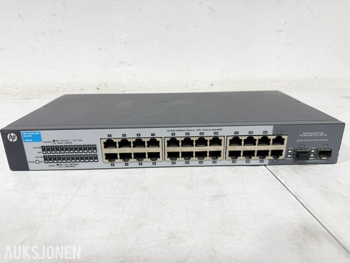 4 stk nettverksswitcher fra Ubiquiti, Ruckus, HP og Asanté