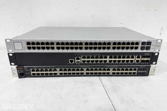 Ubiquiti, Ruckus og Aruba/HPE nettverksswitcher