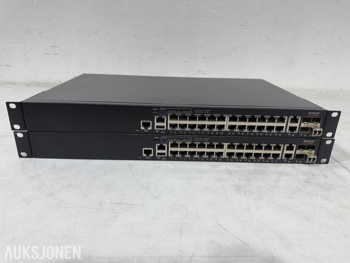 2 stk Ruckus ICX 7150-24P PoE+ nettverksswitcher