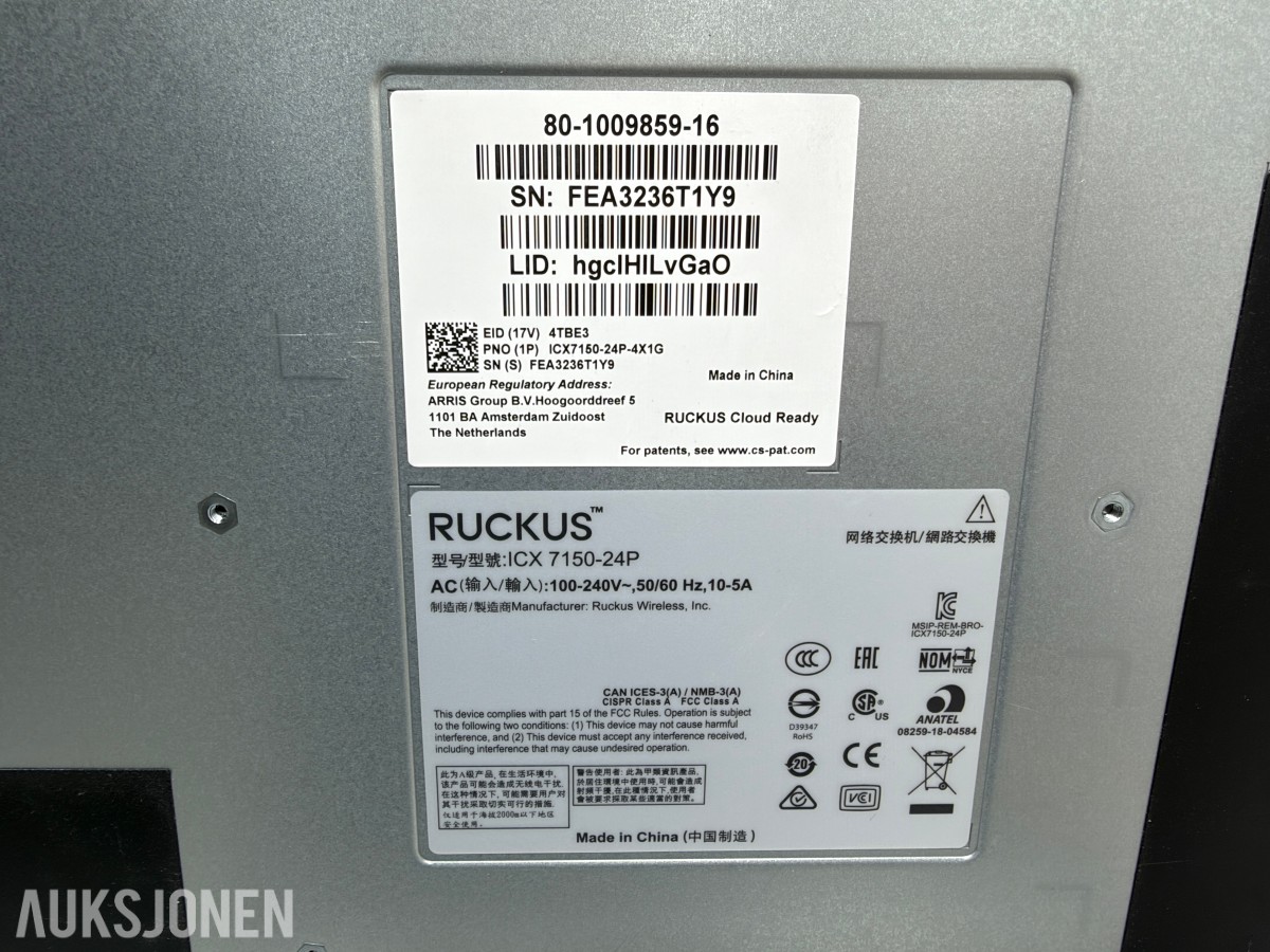 2 stk Ruckus ICX 7150-24P PoE+ nettverksswitcher