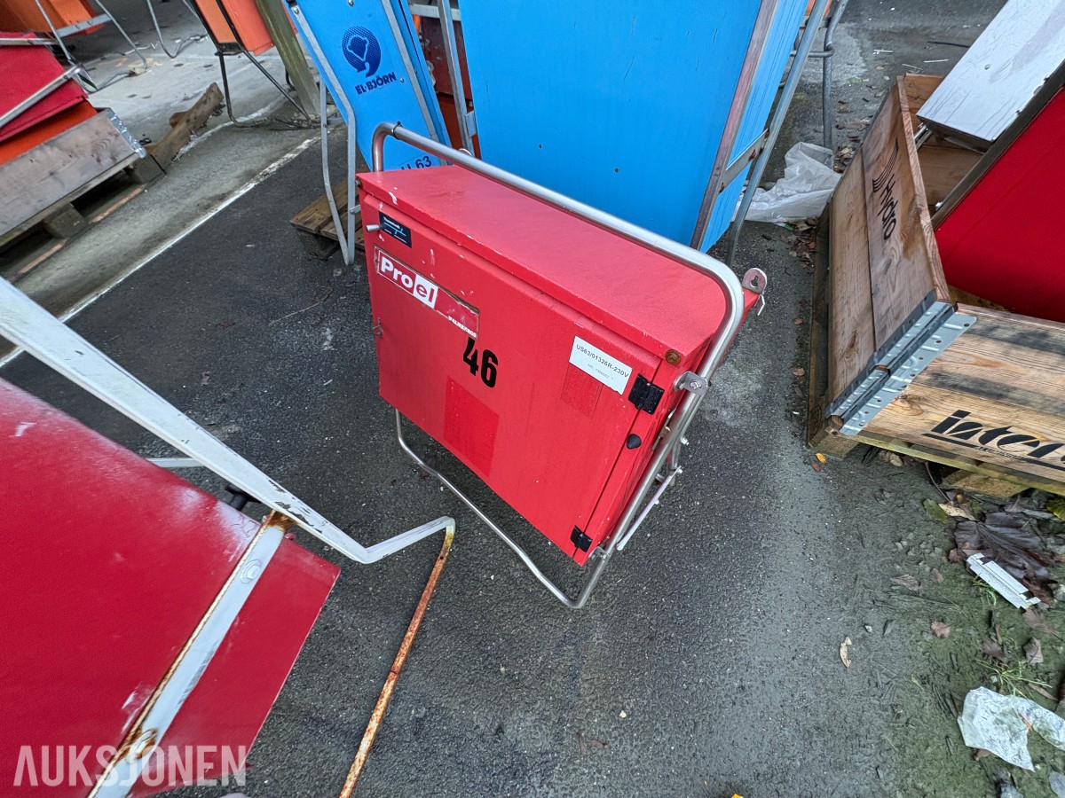 Ca. 80 byggestrømskap – 230/400 volt selges samlet