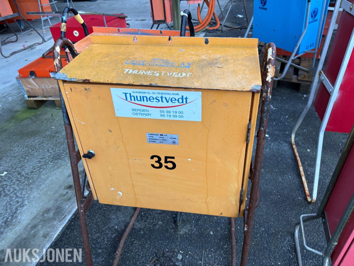 Ca. 80 byggestrømskap – 230/400 volt selges samlet