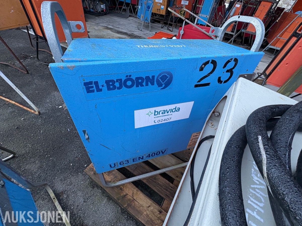 Ca. 80 byggestrømskap – 230/400 volt selges samlet