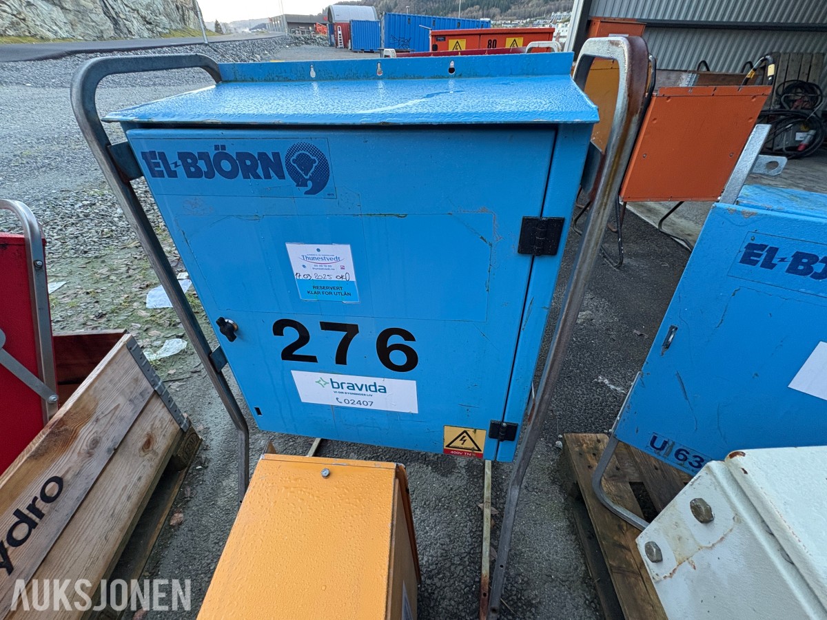 Ca. 80 byggestrømskap – 230/400 volt selges samlet