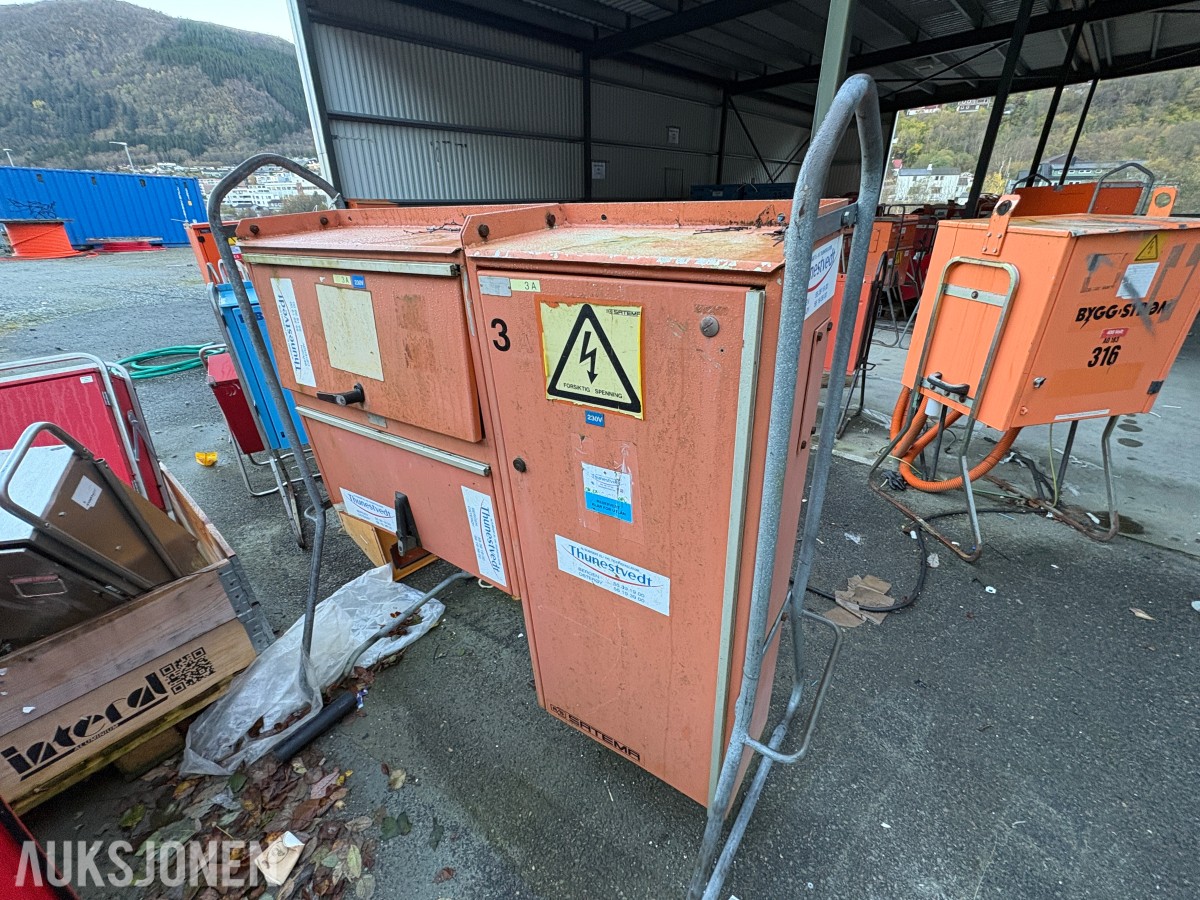 Ca. 80 byggestrømskap – 230/400 volt selges samlet