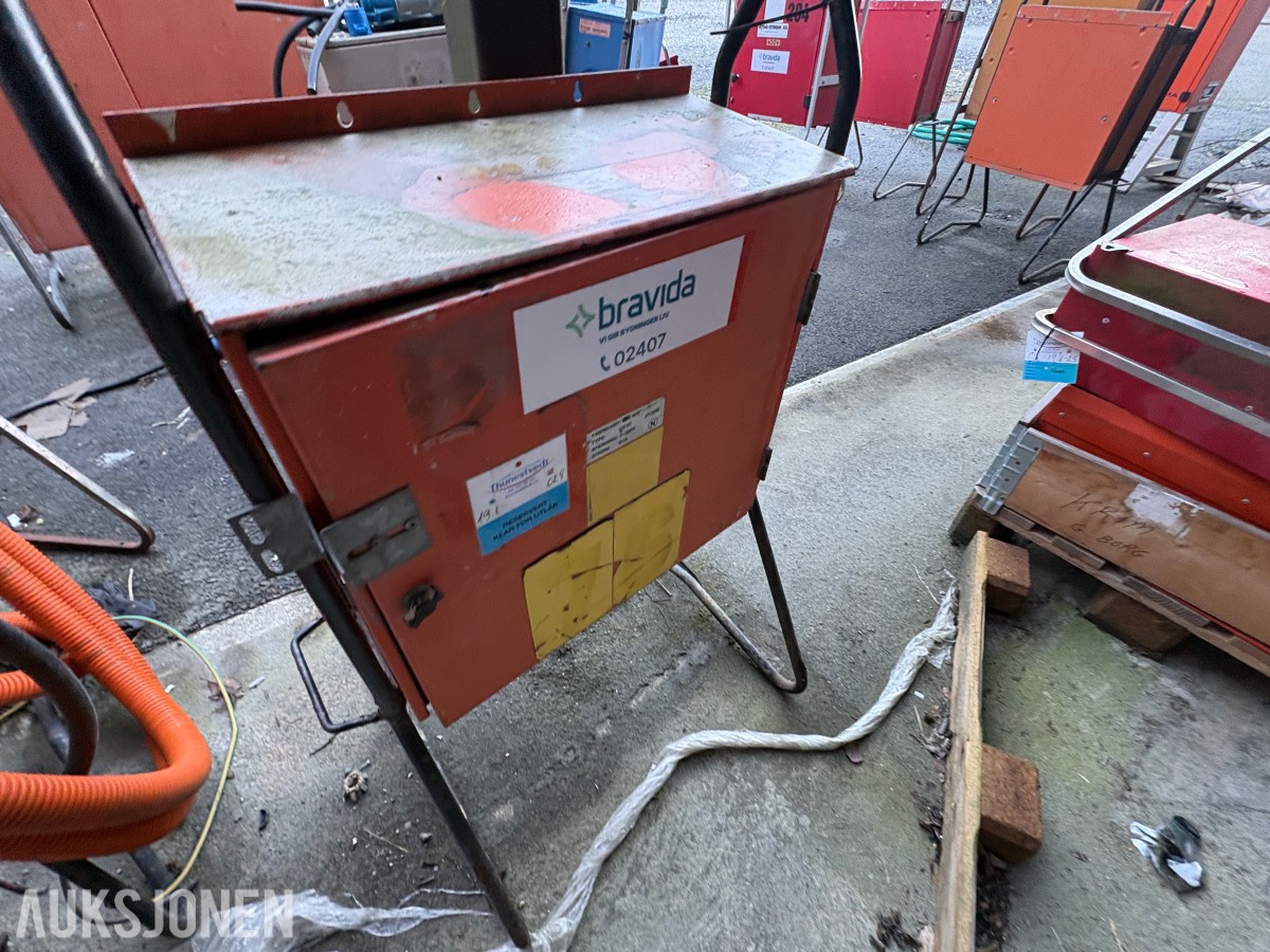 Ca. 80 byggestrømskap – 230/400 volt selges samlet