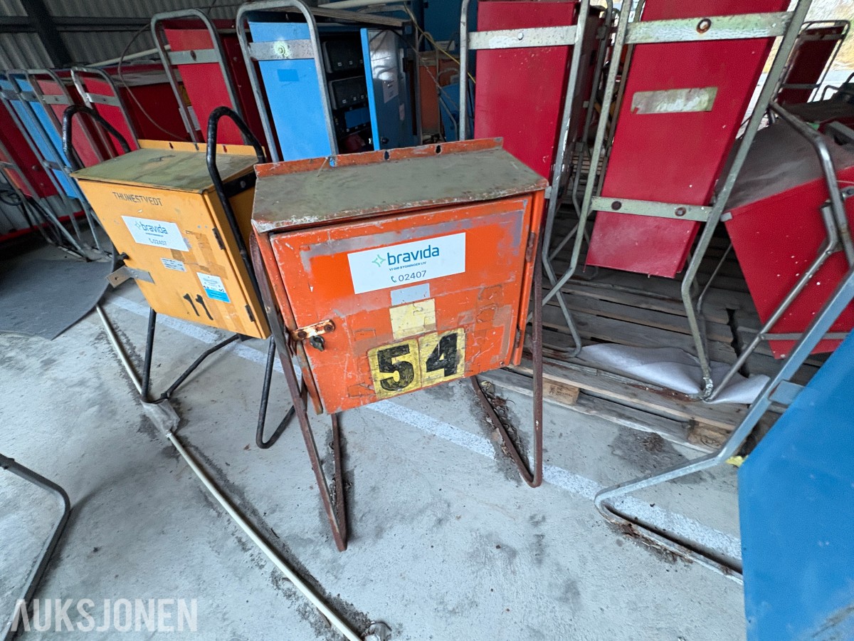 Ca. 80 byggestrømskap – 230/400 volt selges samlet