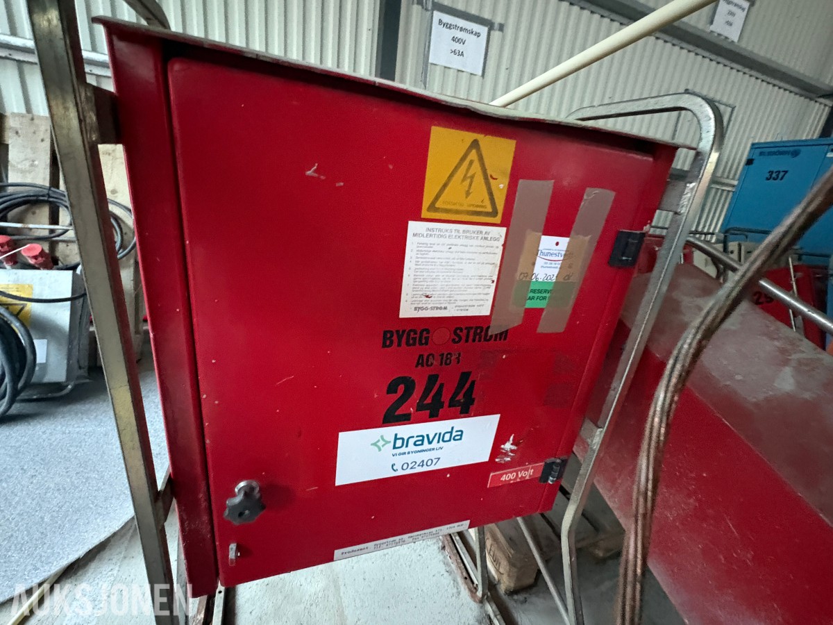 Ca. 80 byggestrømskap – 230/400 volt selges samlet