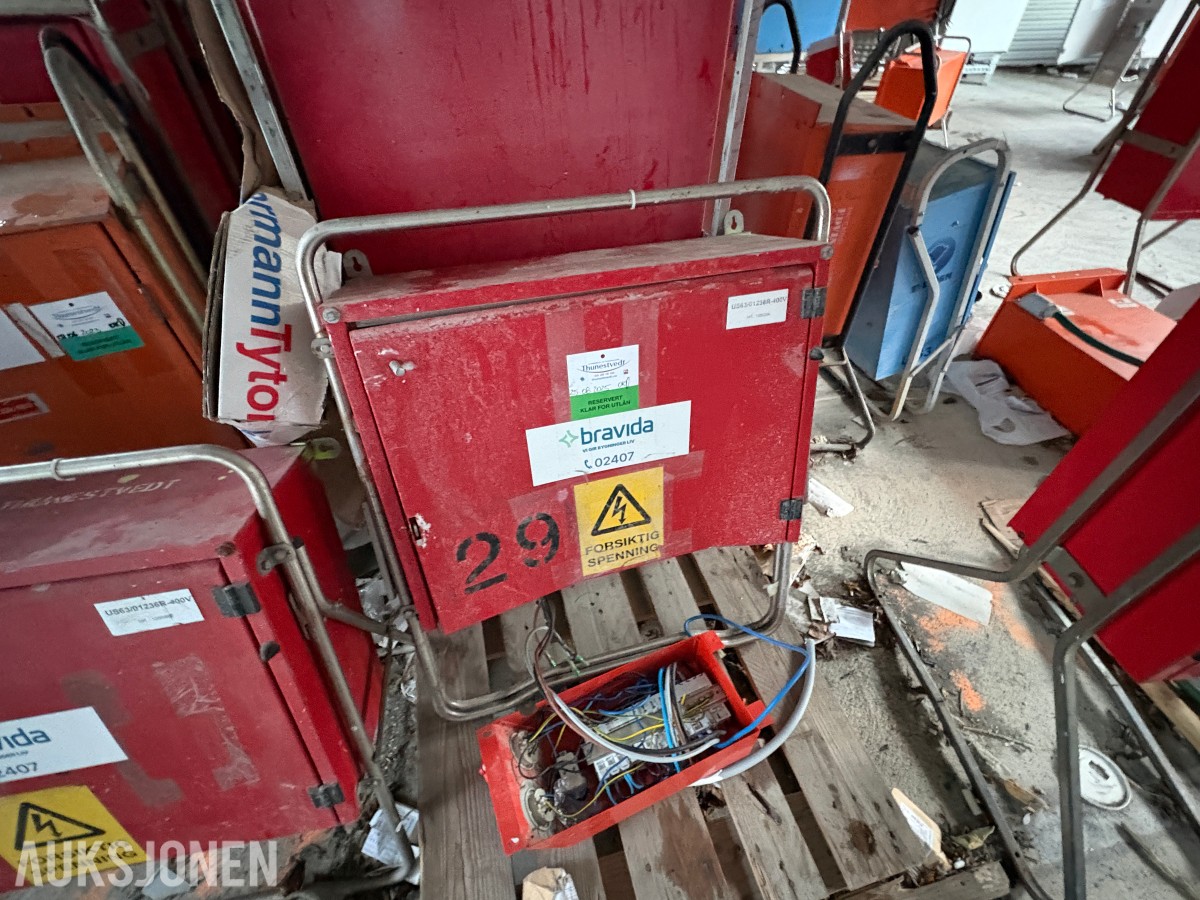 Ca. 80 byggestrømskap – 230/400 volt selges samlet