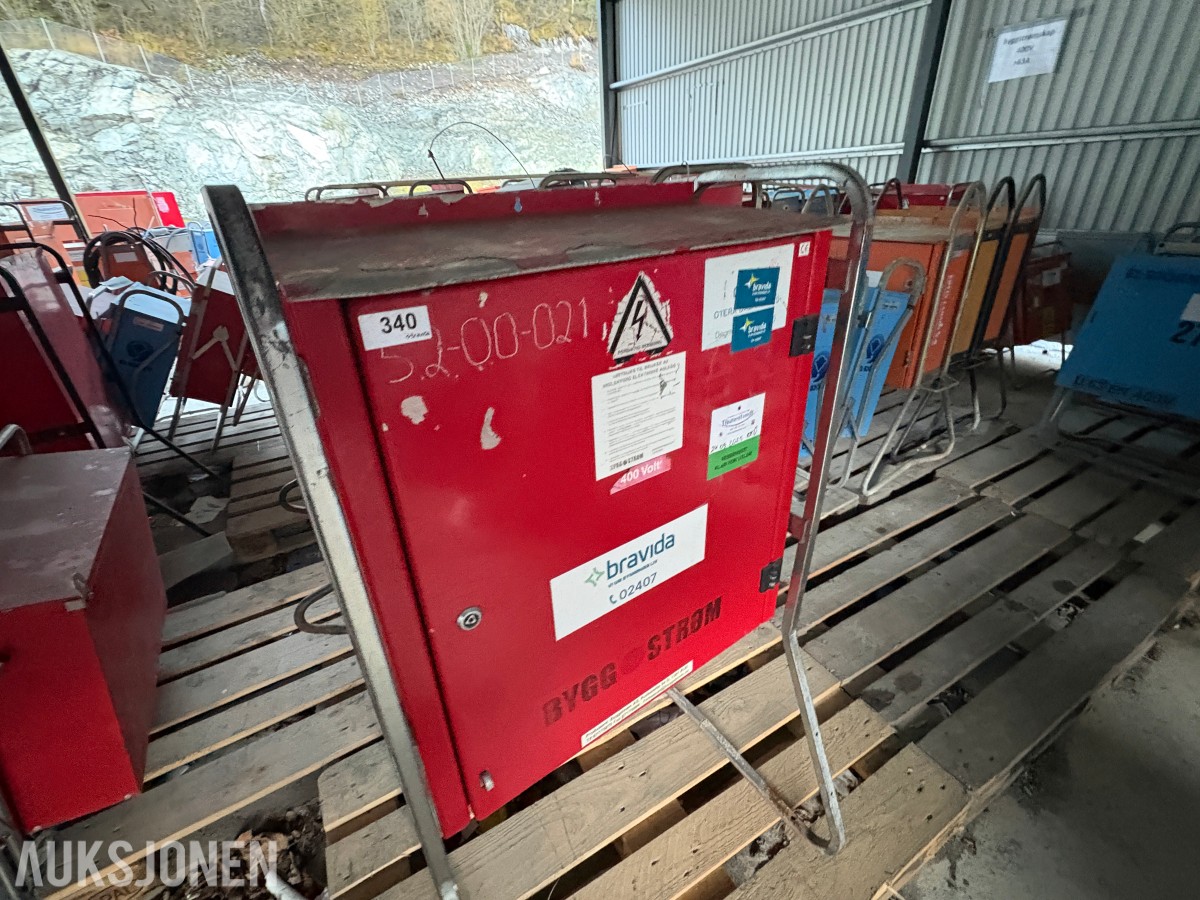 Ca. 80 byggestrømskap – 230/400 volt selges samlet