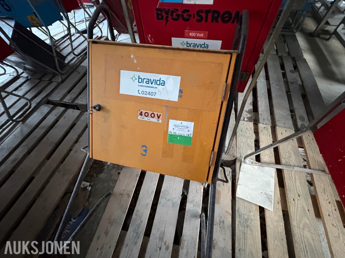 Ca. 80 byggestrømskap – 230/400 volt selges samlet