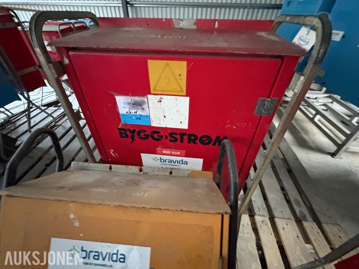 Ca. 80 byggestrømskap – 230/400 volt selges samlet