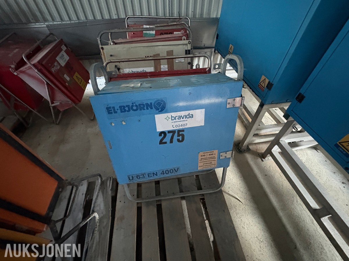 Ca. 80 byggestrømskap – 230/400 volt selges samlet