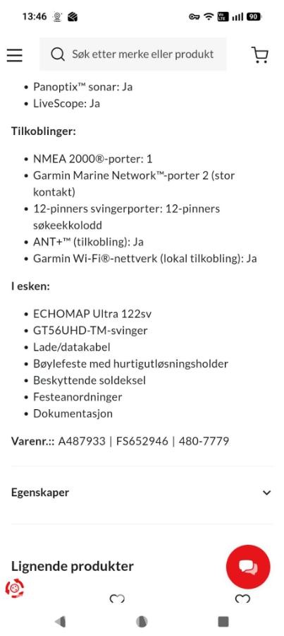 NY - Garmin Echomap Ultra 122 sv +transducer