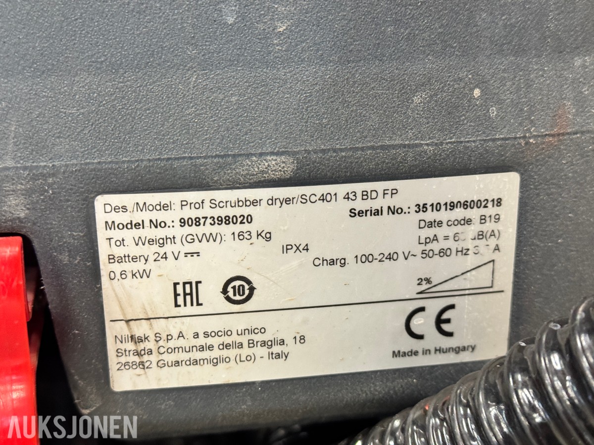 Nilfisk SC401 43 BD FP gulvvaskemaskin - 349 timer