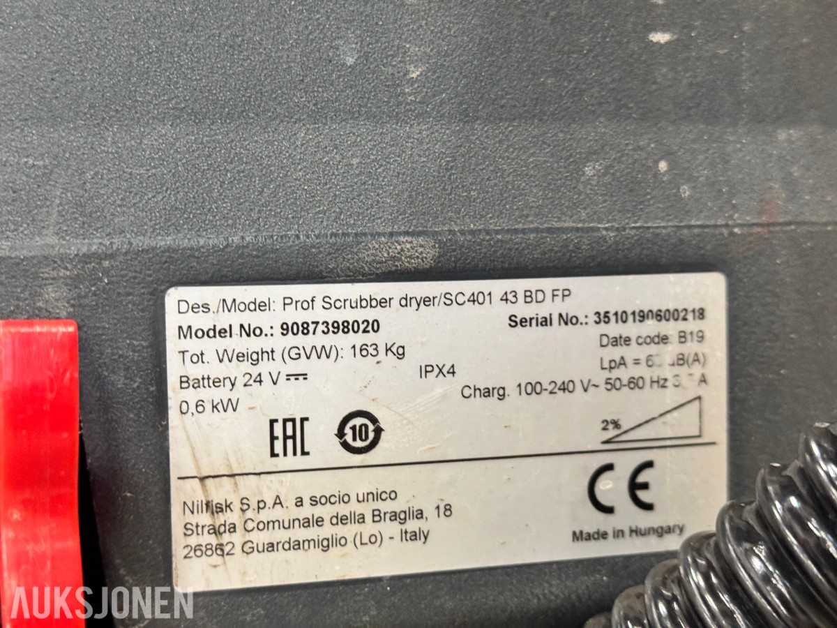 Nilfisk SC401 43 BD FP gulvvaskemaskin - 349 timer