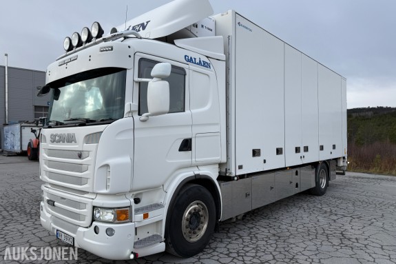 2012 Scania G480 Skapbil med Bussbyggskap - sideåpning - Thermo King T-1000R kjøleaggregat - 2 temp og Zepro bakløfter 