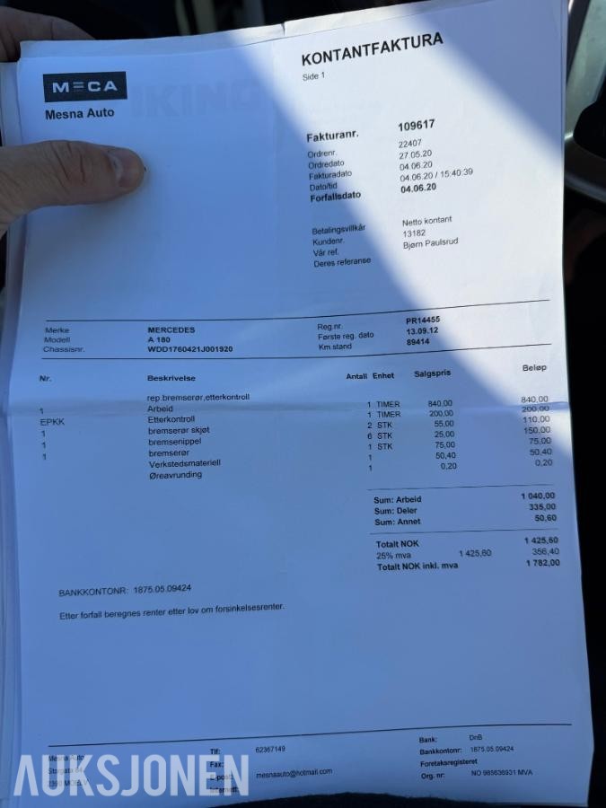 2012 MERCEDES-BENZ A180 AMG LINE HENGERFESTE
