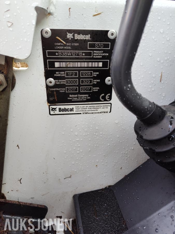 2017 Bobcat S70, 1300 timer, Finansiering mulig