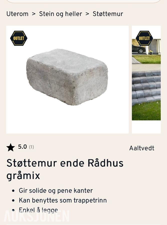Betongstein – 116 stk. + halvstein og kapp