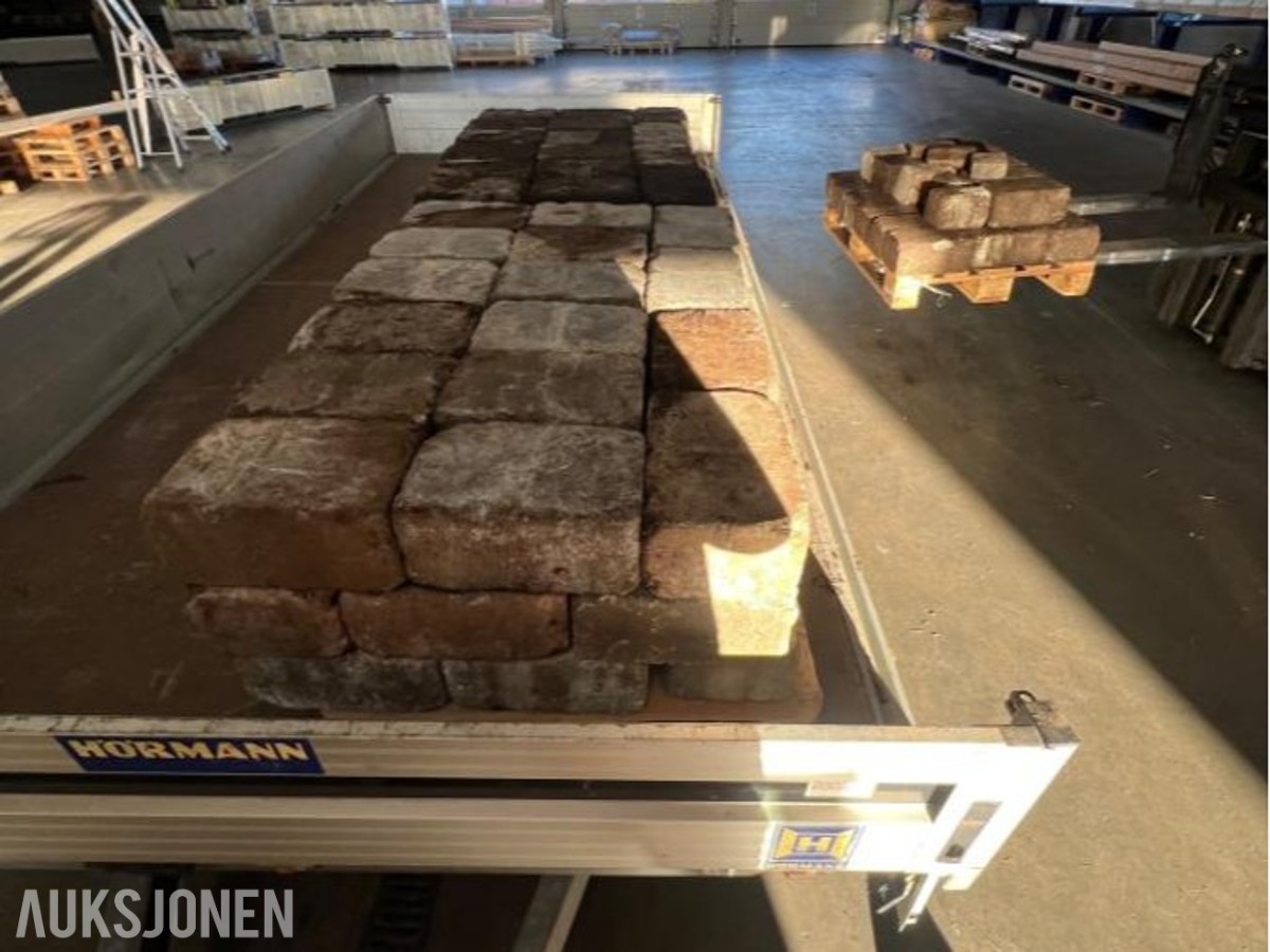 Betongstein – 116 stk. + halvstein og kapp