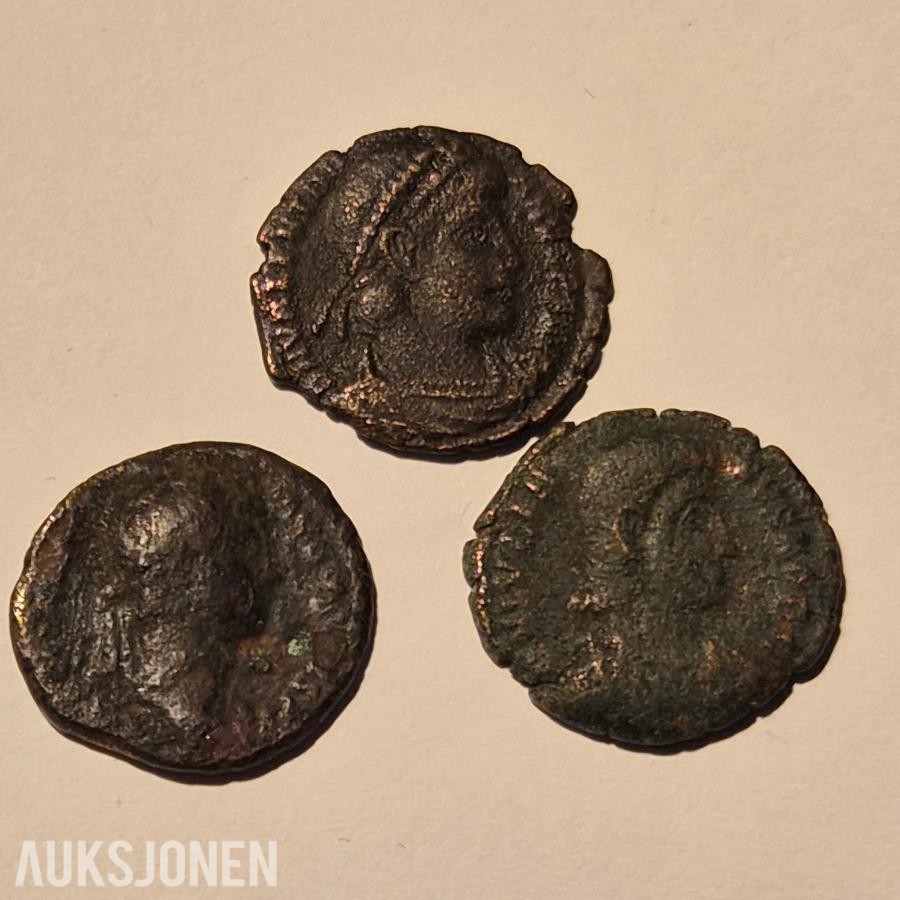 Romerske mynter 3 stk Ca 1700 år gamle
