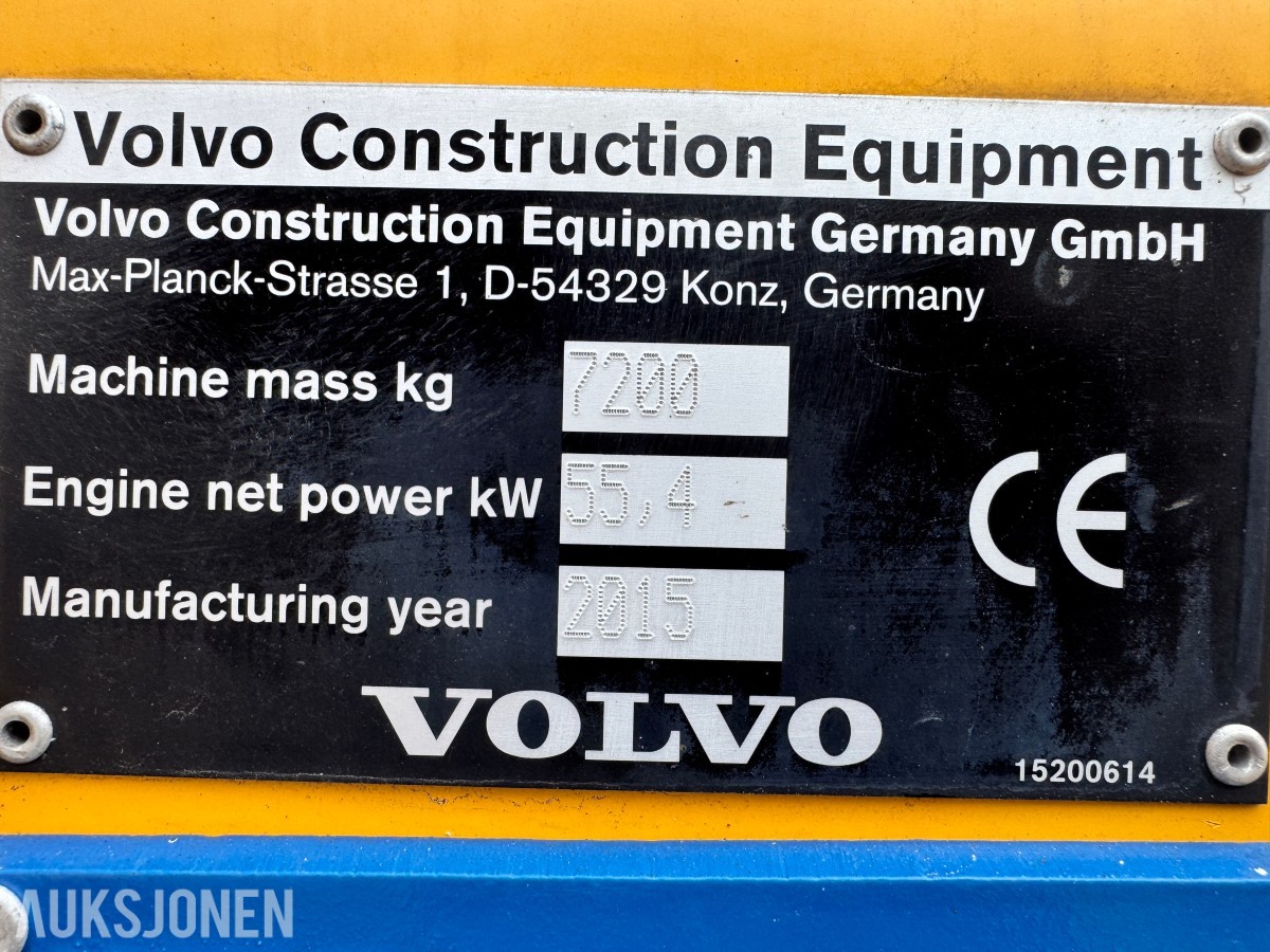 2015 Volvo L35G Hjullaster, 1614 timer, skuffe, hydraulikkuttak