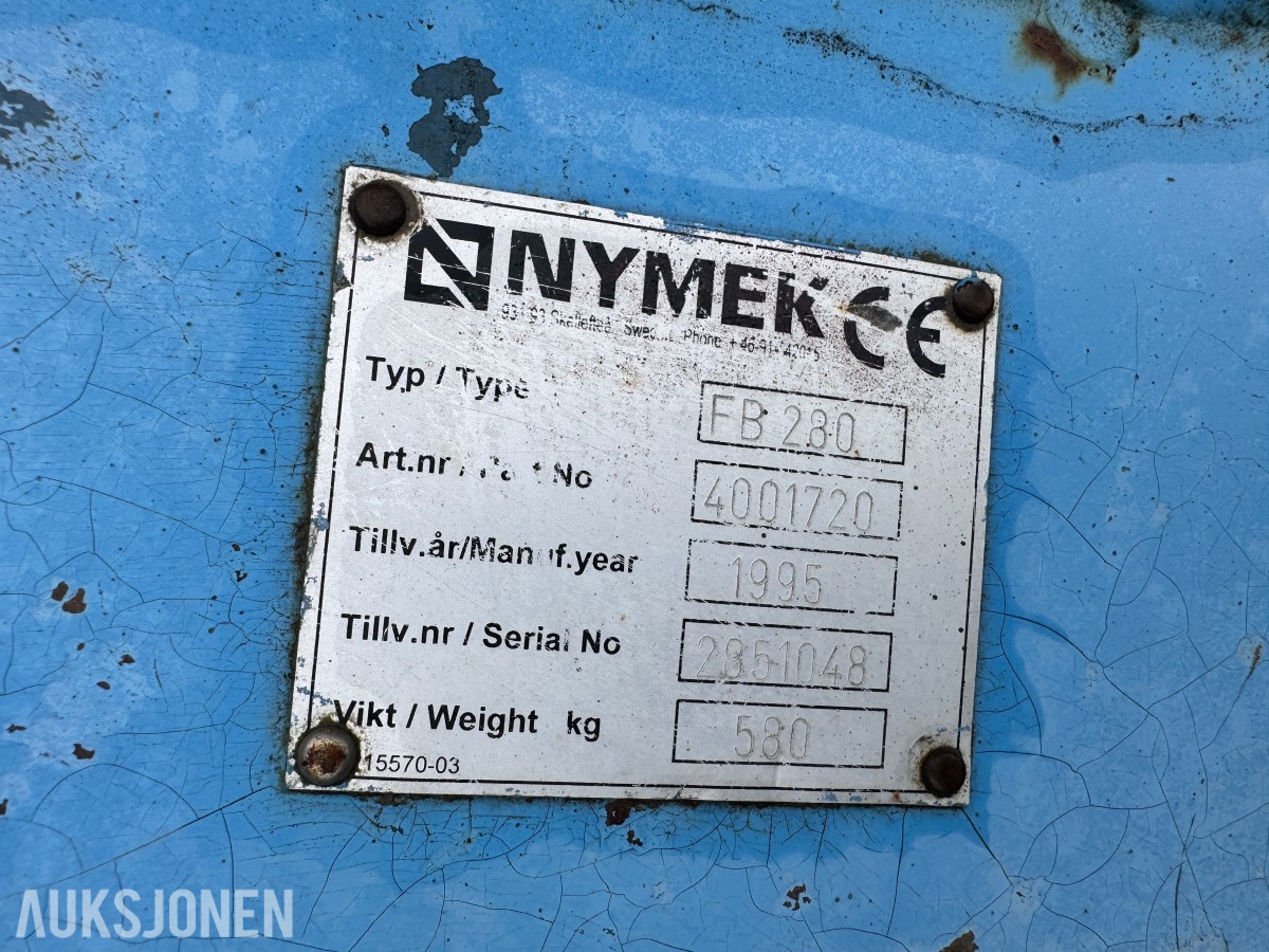 1995 Nymek FB 280 skjær med fjærende slitestål. Trima feste