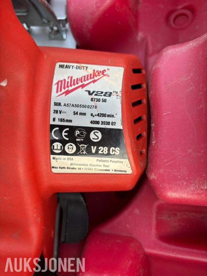 4 stk. batteridrevne sirkelsager -  DeWalt, Milwaukee og Panasonic brukt/utestet