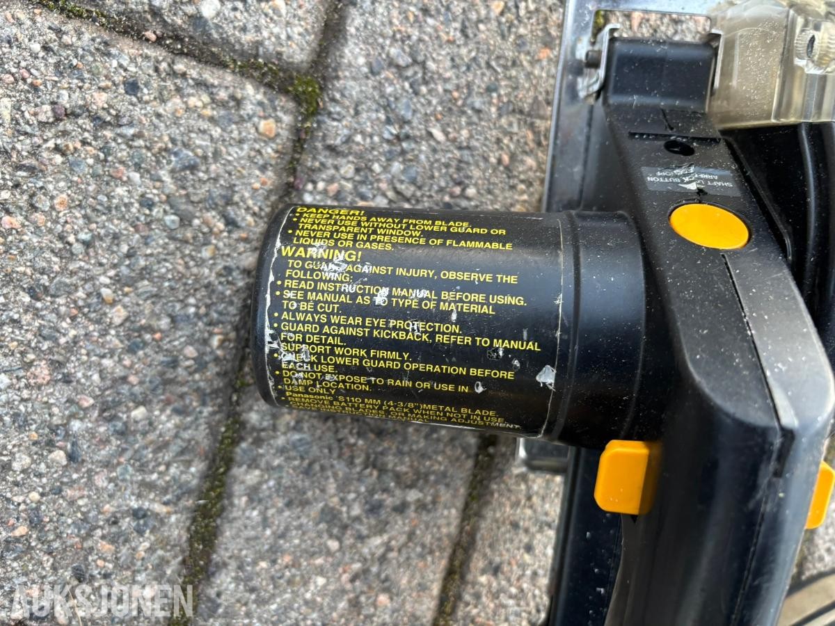 4 stk. batteridrevne sirkelsager -  DeWalt, Milwaukee og Panasonic brukt/utestet