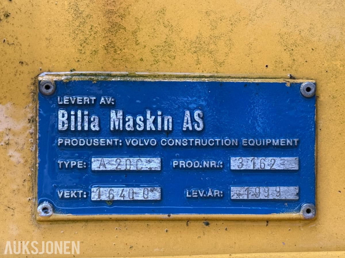 1999 Volvo A20C Dumper – 15 612 timer