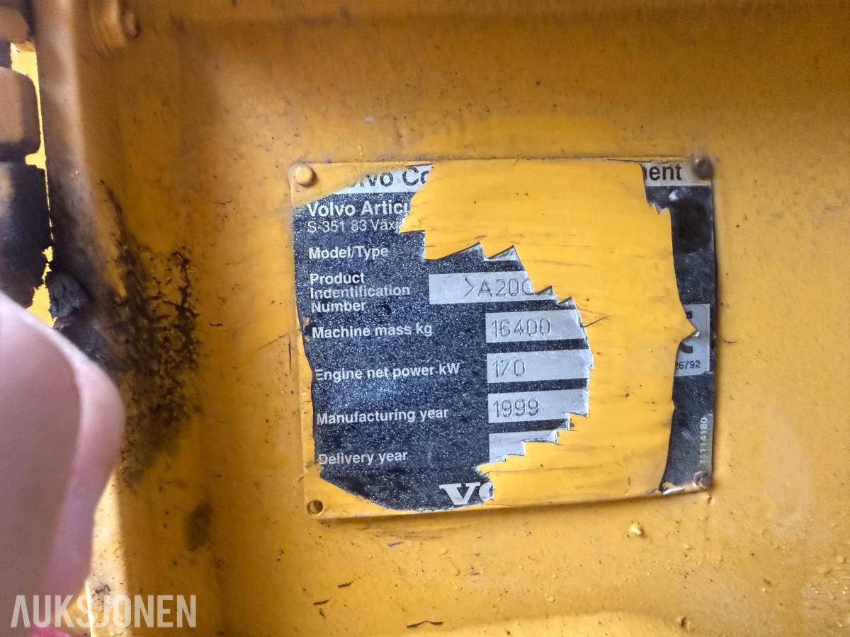 1999 Volvo A20C Dumper – 15 612 timer