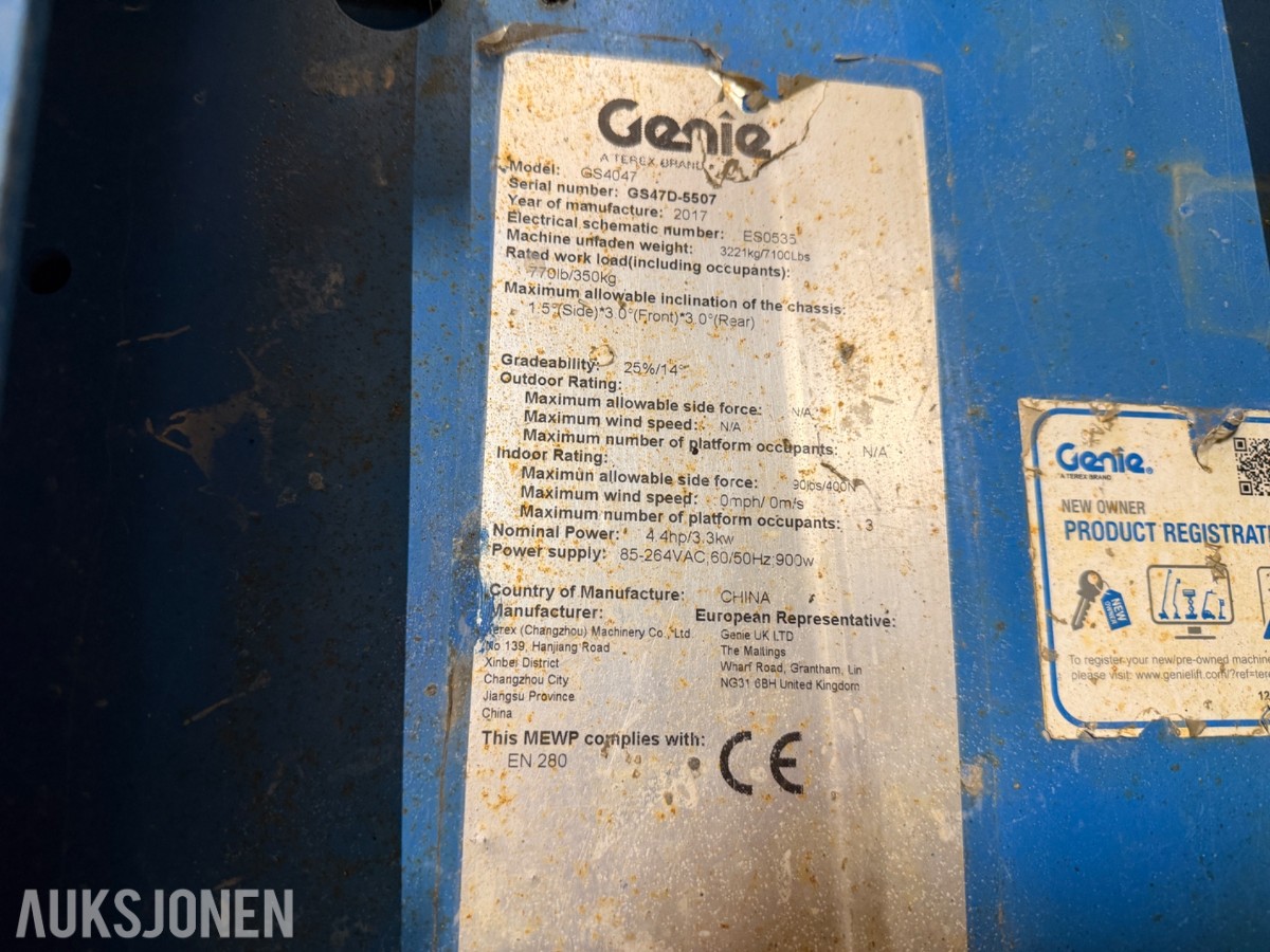 2017 Genie GS 4047 Sakselift