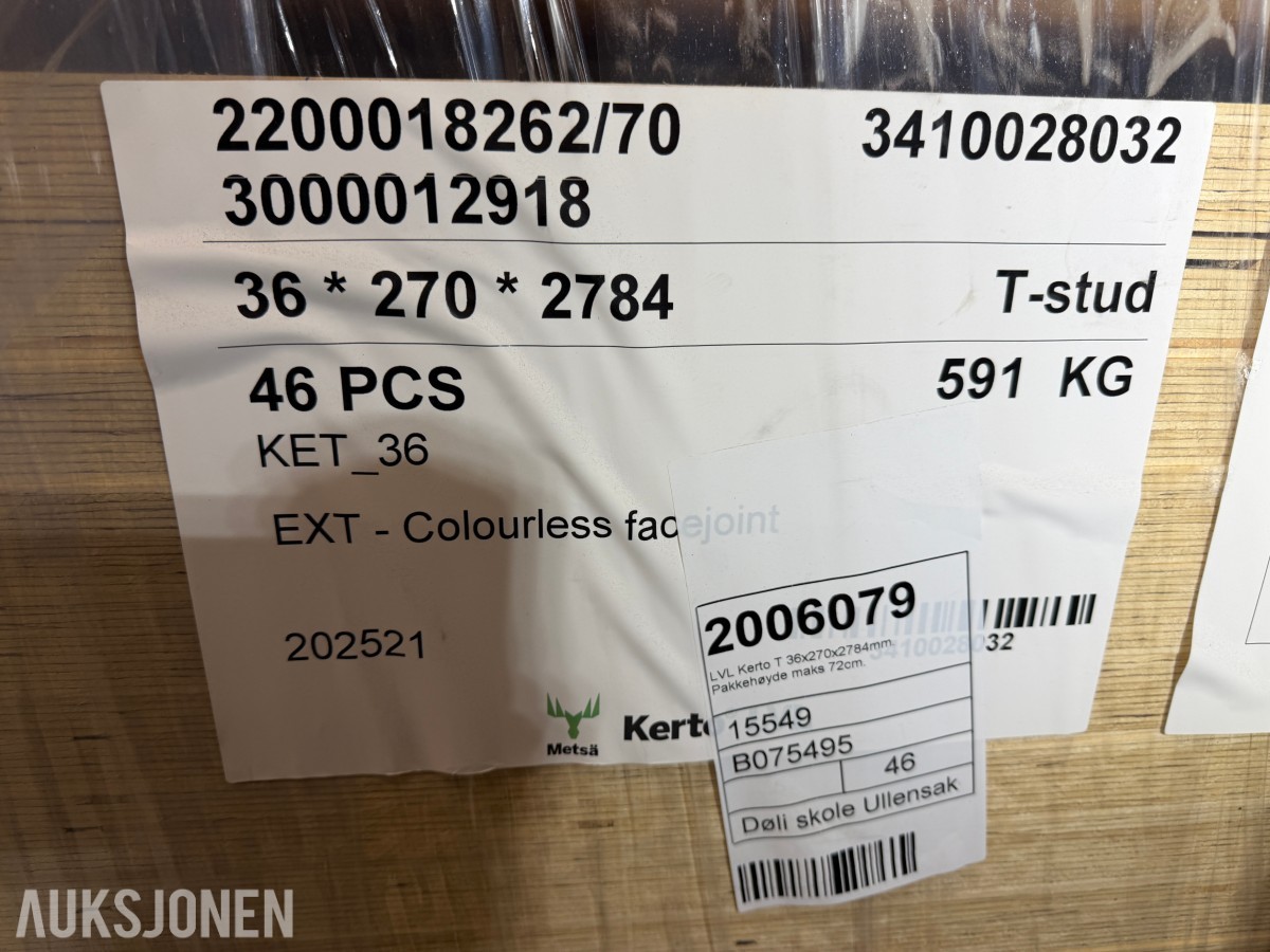 2025 Metsä Wood Kerto LVL T-stud / KET_36 bjelker