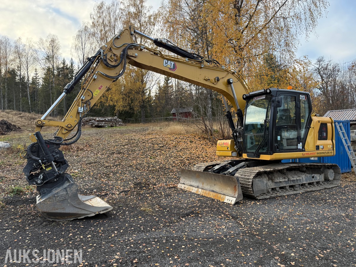 2022 Cat 313 Gravemaskin m/skjær-Cat tiltrotator og sentralsmøring