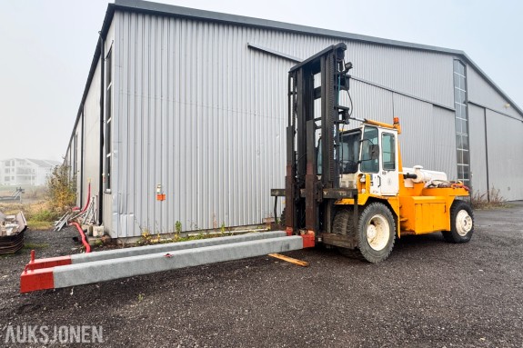 1991 Kaldnes H 16 gaffeltruck - 16 000 kg løfteevne - 5500 mm løftehøyde - to gaffelforlengere på 4,7 met
