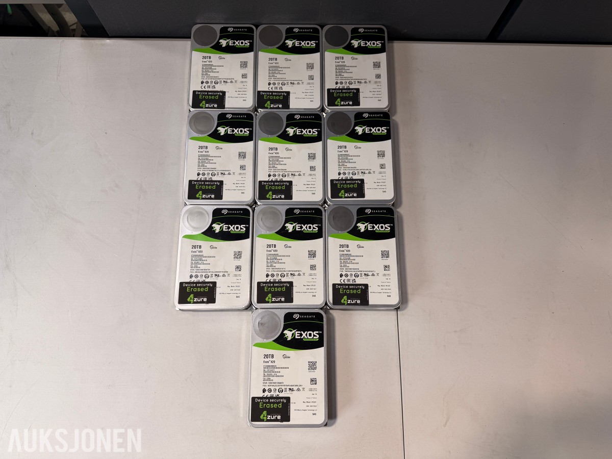 10 stk Seagate Exos X20 20TB SAS harddisker